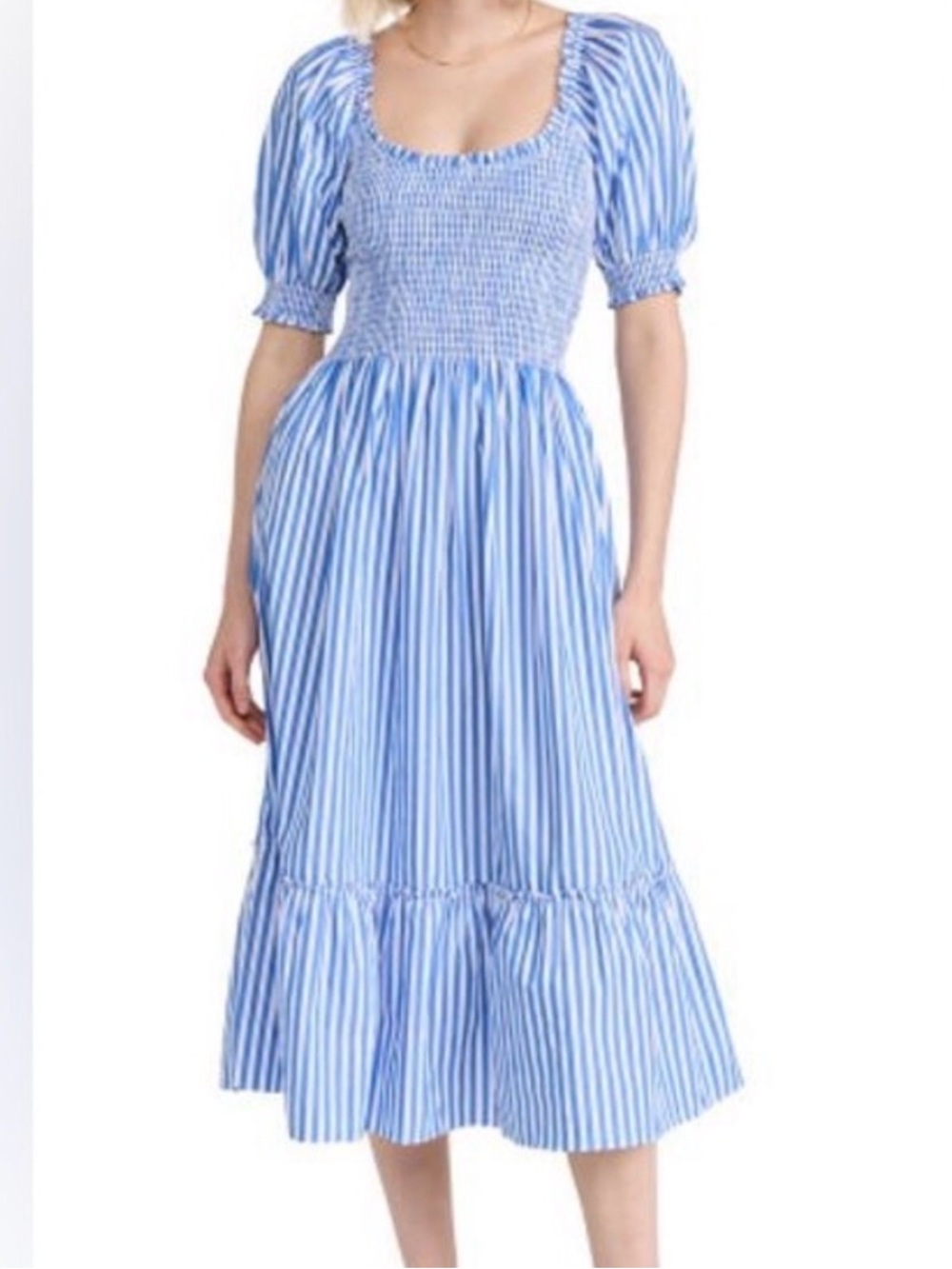 Hill House Lavender & White Striped Smocked Midi Dress - Picture 2 of 2